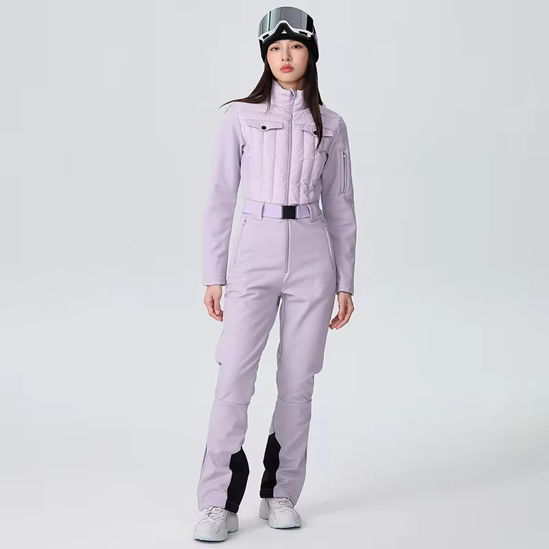 One Piece Solid Slim Fit Ski Suit Winter Warm Windproof Woman Snowboard Sports Clothing Breathable Wear Resistant Skiing Sets