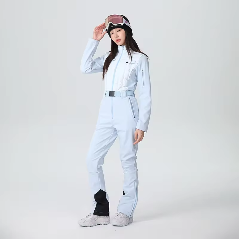 One Piece Solid Slim Fit Ski Suit Winter Warm Windproof Woman Snowboard Sports Clothing Breathable Wear Resistant Skiing Sets