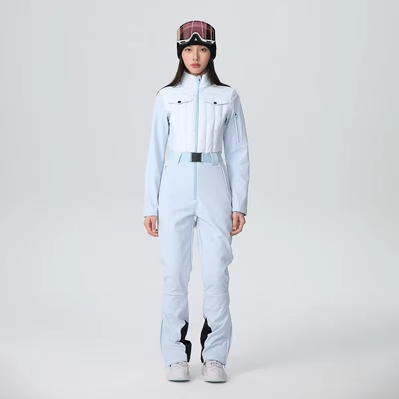 One Piece Solid Slim Fit Ski Suit Winter Warm Windproof Woman Snowboard Sports Clothing Breathable Wear Resistant Skiing Sets