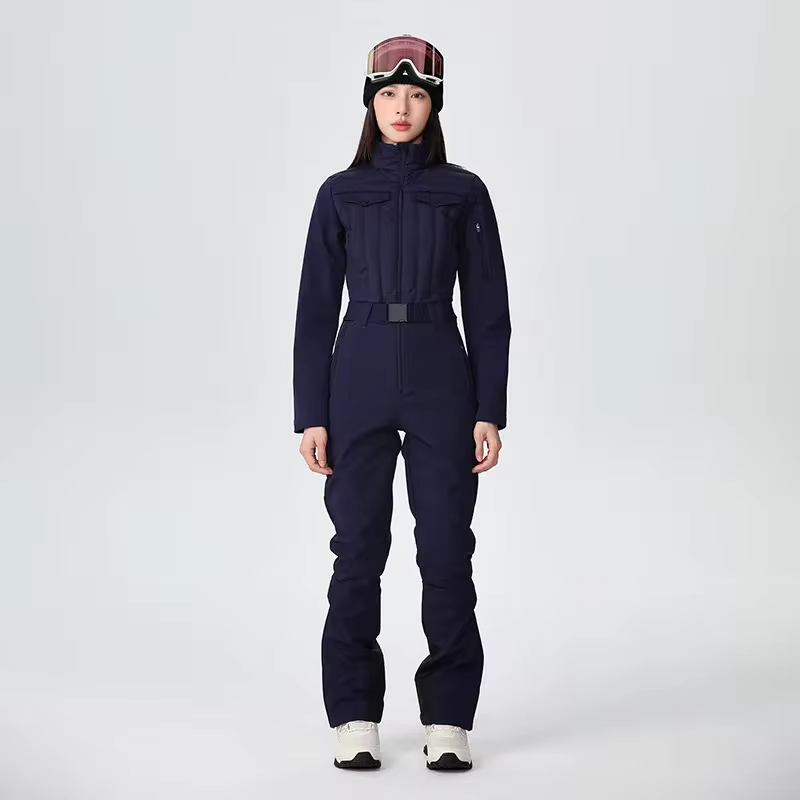 One Piece Solid Slim Fit Ski Suit Winter Warm Windproof Woman Snowboard Sports Clothing Breathable Wear Resistant Skiing Sets