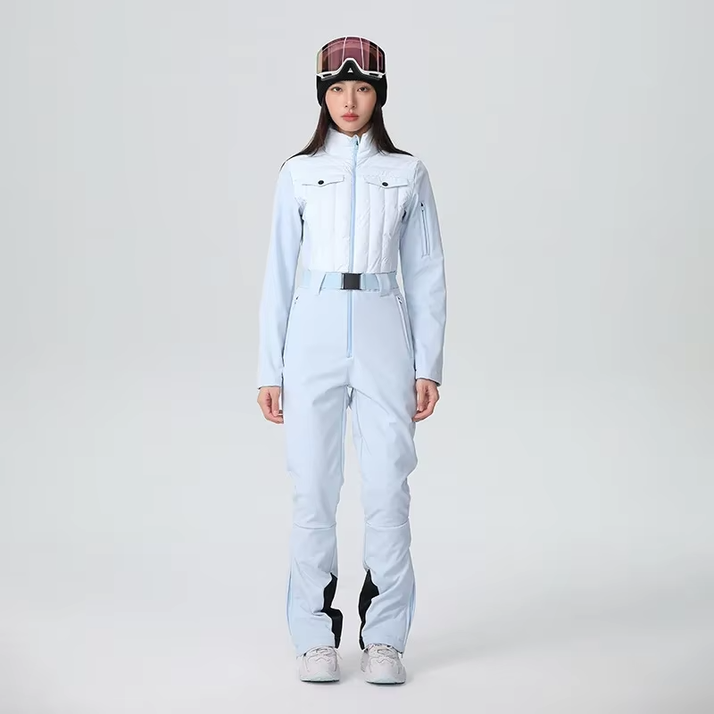 One Piece Solid Slim Fit Ski Suit Winter Warm Windproof Woman Snowboard Sports Clothing Breathable Wear Resistant Skiing Sets