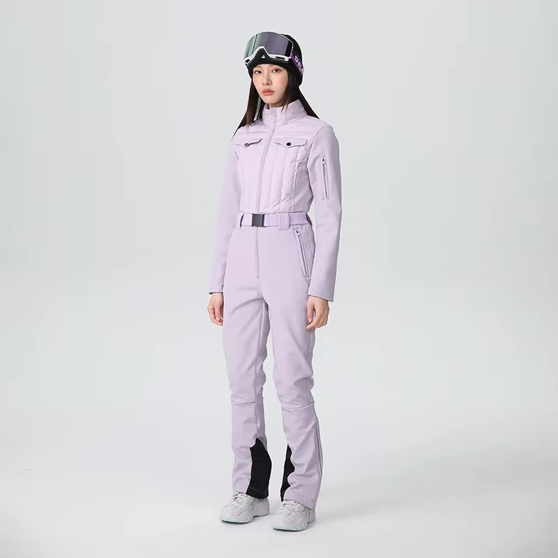 One Piece Solid Slim Fit Ski Suit Winter Warm Windproof Woman Snowboard Sports Clothing Breathable Wear Resistant Skiing Sets