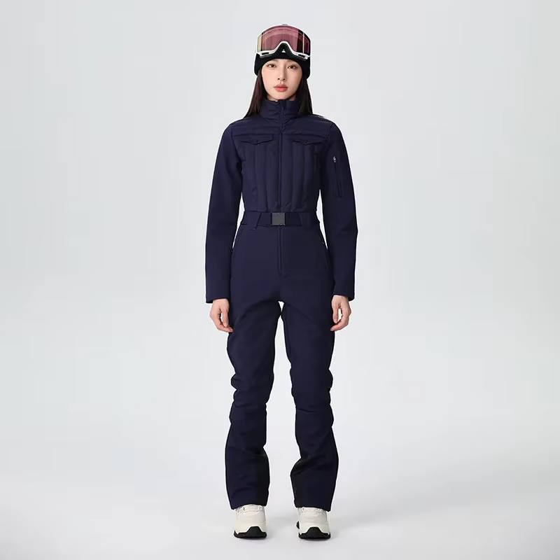 One Piece Solid Slim Fit Ski Suit Winter Warm Windproof Woman Snowboard Sports Clothing Breathable Wear Resistant Skiing Sets