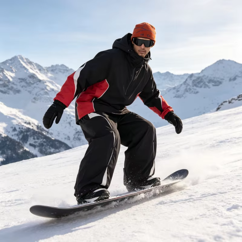 Unisex American Style Color Block Ski Suit Loose Wide Leg Jacket Pants Set Waterproof Windproof Breathable Snow Sports Winter