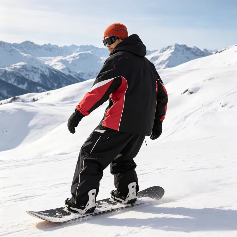 Unisex American Style Color Block Ski Suit Loose Wide Leg Jacket Pants Set Waterproof Windproof Breathable Snow Sports Winter