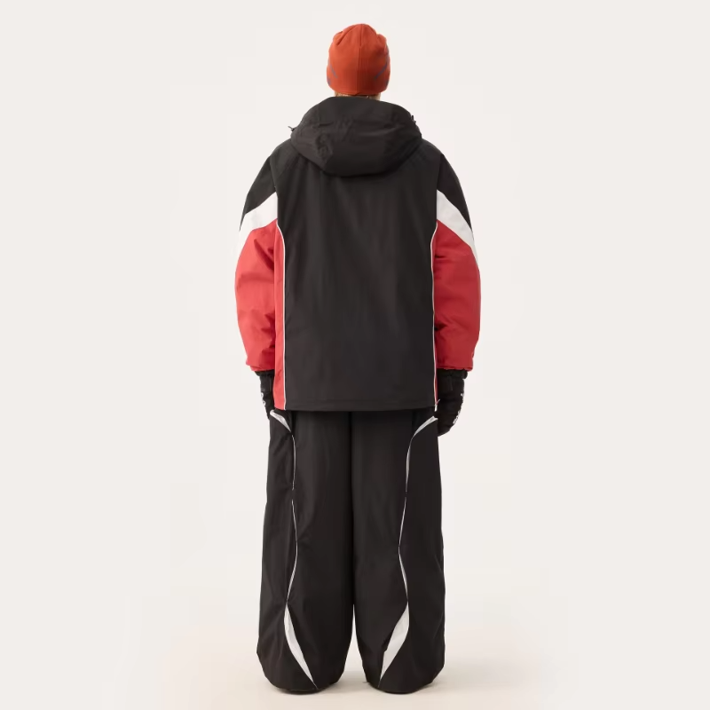 Unisex American Style Color Block Ski Suit Loose Wide Leg Jacket Pants Set Waterproof Windproof Breathable Snow Sports Winter