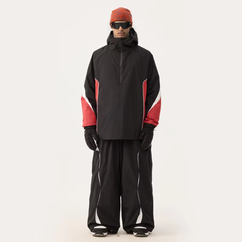 Unisex American Style Color Block Ski Suit Loose Wide Leg Jacket Pants Set Waterproof Windproof Breathable Snow Sports Winter