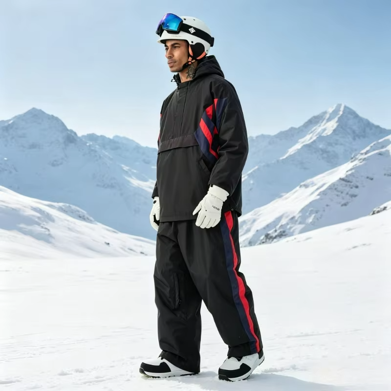 GSOU SNOW Women Men Color Block Ski Suit Set Windproof Waterproof Jacket Pants Suit Snowboard Skiing Clothing  Winter Outdoor