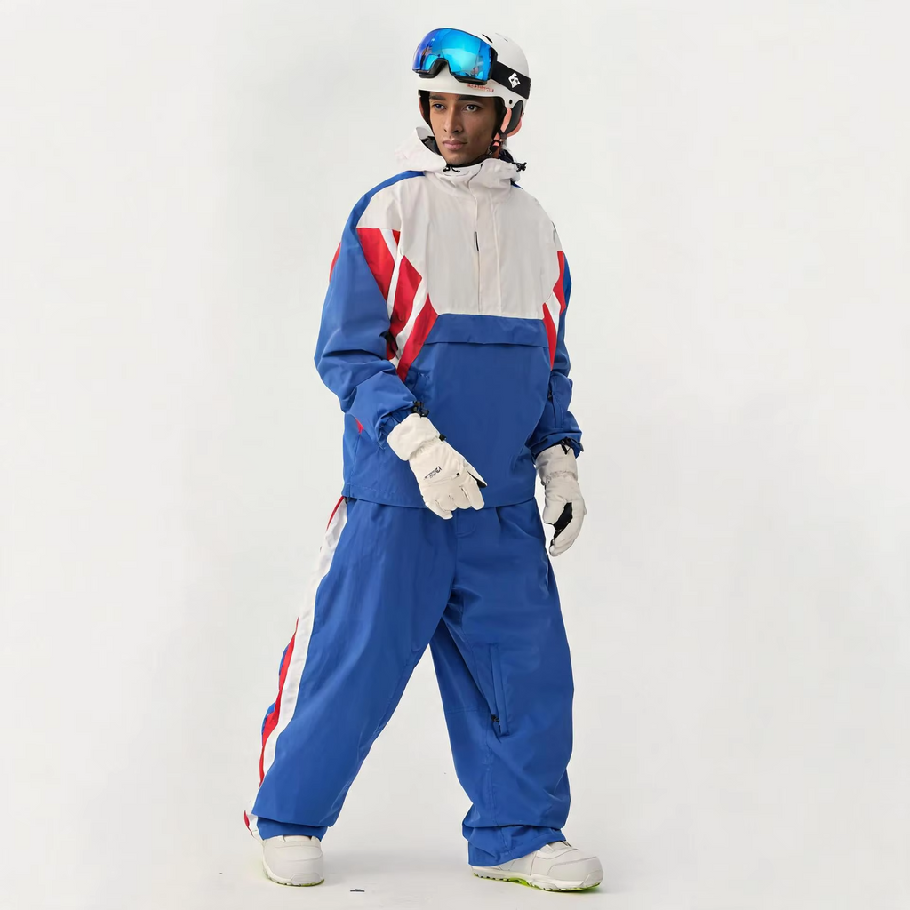 GSOU SNOW Women Men Color Block Ski Suit Set Windproof Waterproof Jacket Pants Suit Snowboard Skiing Clothing  Winter Outdoor