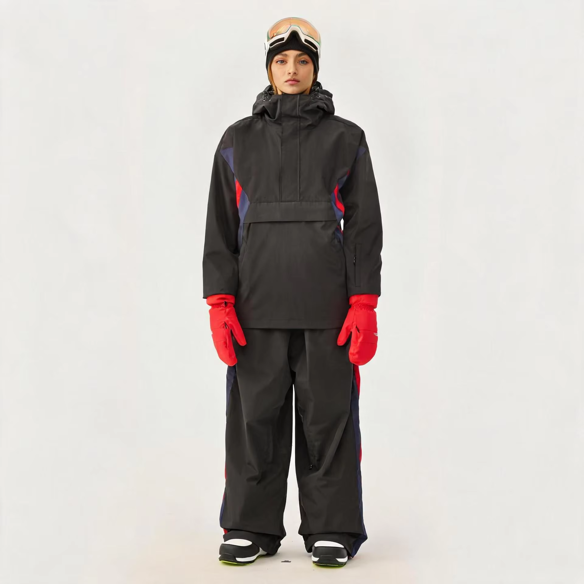 GSOU SNOW Women Men Color Block Ski Suit Set Windproof Waterproof Jacket Pants Suit Snowboard Skiing Clothing  Winter Outdoor