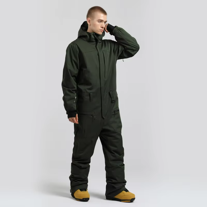 New Men's One-Piece Ski Suit Snowboard Jacket Pant Set Male Insulated Wear Resistant Winter Windproof Waterproof Outerwear Adult
