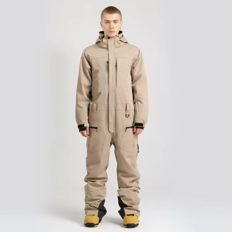 New Men's One-Piece Ski Suit Snowboard Jacket Pant Set Male Insulated Wear Resistant Winter Windproof Waterproof Outerwear Adult