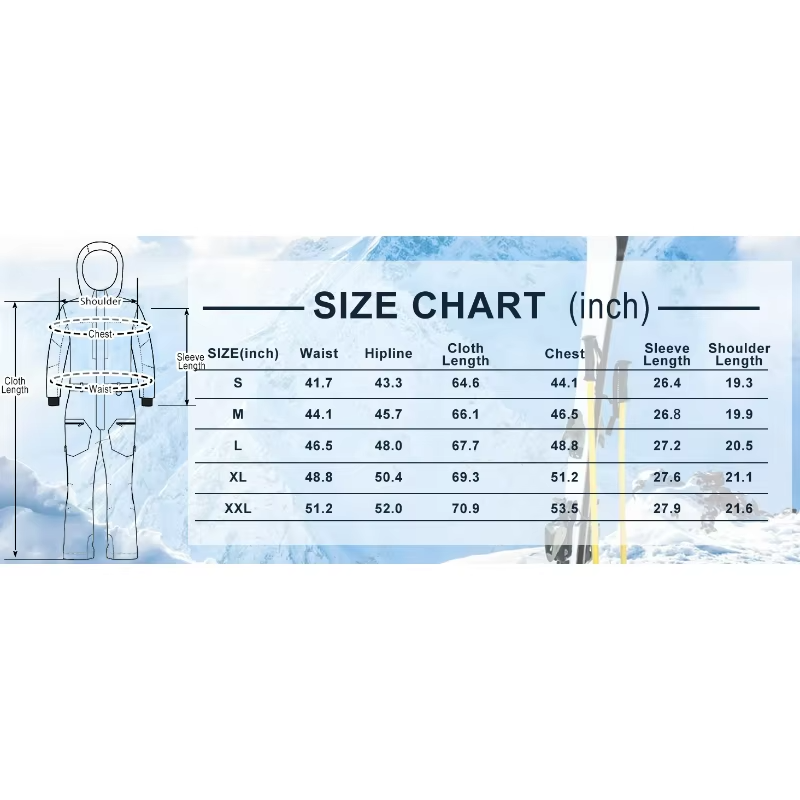New Men's One-Piece Ski Suit Snowboard Jacket Pant Set Male Insulated Wear Resistant Winter Windproof Waterproof Outerwear Adult