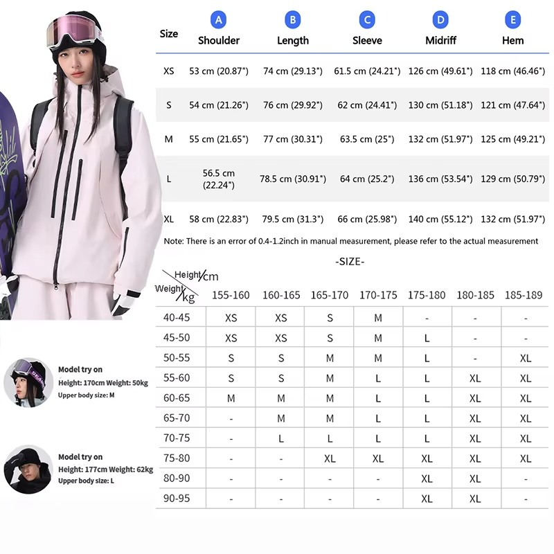 Winter Warm Skiing Jackets Women Men Snow Windproof Waterproof Ski Coat Breathable Adult Loose Solid Hooded Jacket Outdoor New