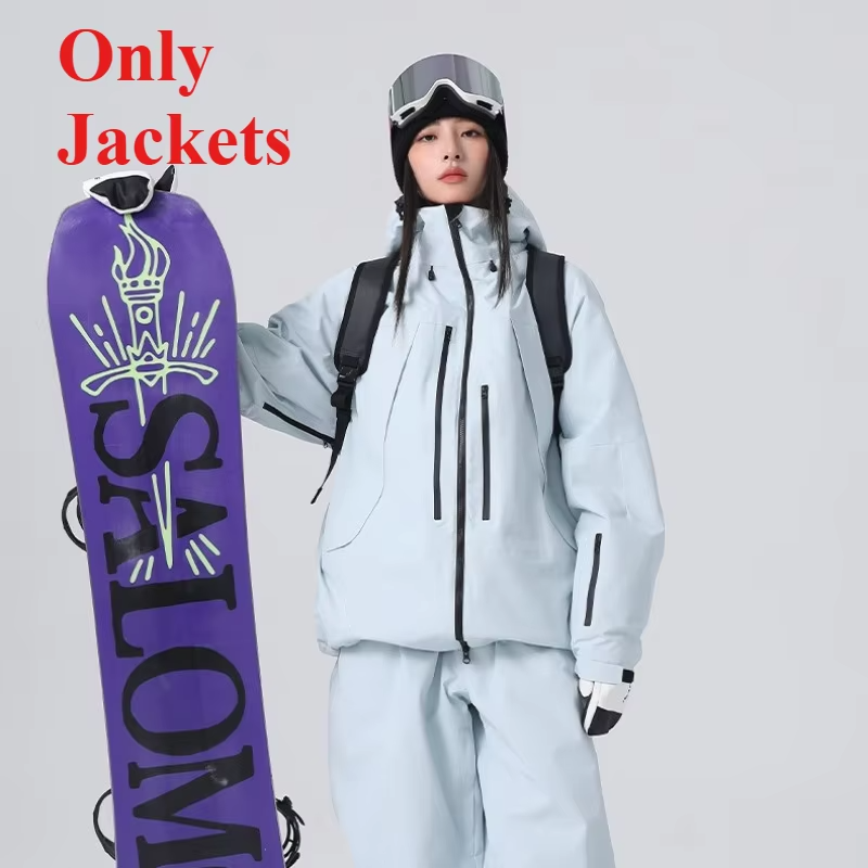 Winter Warm Skiing Jackets Women Men Snow Windproof Waterproof Ski Coat Breathable Adult Loose Solid Hooded Jacket Outdoor New