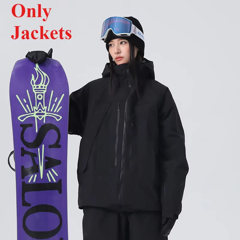 Winter Warm Skiing Jackets Women Men Snow Windproof Waterproof Ski Coat Breathable Adult Loose Solid Hooded Jacket Outdoor New