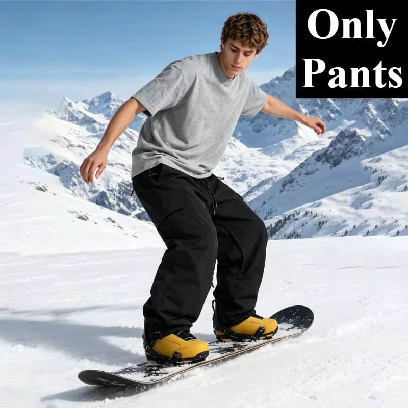 2026 New Winter Unisex Cargo Snowboard Pants Loose Baggy Ski Windproof Waterproof Breathable Warm Outdoor Snow Pants Men Women