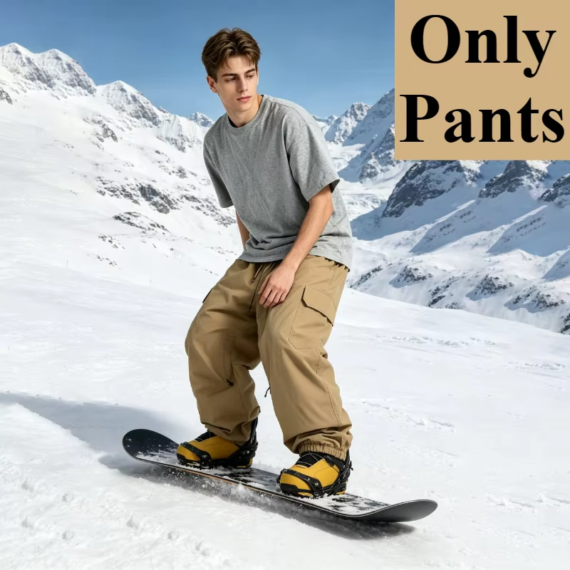 2026 New Winter Unisex Cargo Snowboard Pants Loose Baggy Ski Windproof Waterproof Breathable Warm Outdoor Snow Pants Men Women