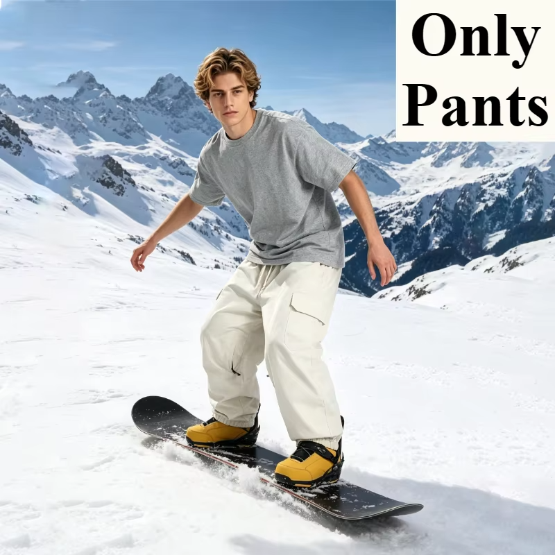 2026 New Winter Unisex Cargo Snowboard Pants Loose Baggy Ski Windproof Waterproof Breathable Warm Outdoor Snow Pants Men Women