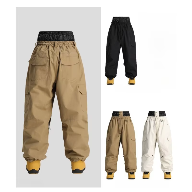 2026 New Winter Unisex Cargo Snowboard Pants Loose Baggy Ski Windproof Waterproof Breathable Warm Outdoor Snow Pants Men Women