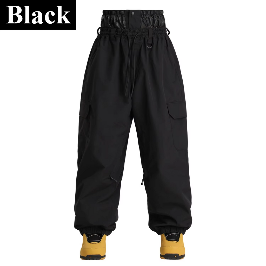 2026 New Winter Unisex Cargo Snowboard Pants Loose Baggy Ski Windproof Waterproof Breathable Warm Outdoor Snow Pants Men Women