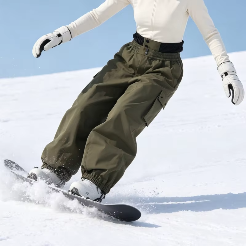 2026 Winter Women Skiing Pants Loose Warm Sport Solid Windproof Breathable Waterproof Ski Pant Men Wear-resistant Snowboard Wear
