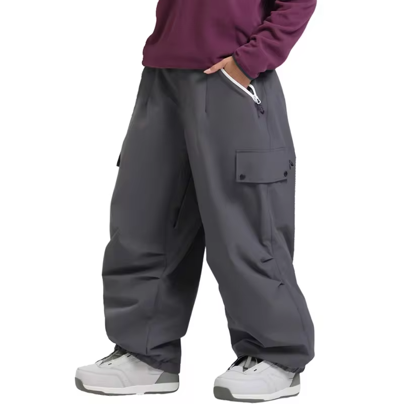 Men's Snow Pants Waterproof Windproof Winter Skiing Trousers with Zipper Pockets Loose-fit Warm Pants for Outdoor Snow Sports