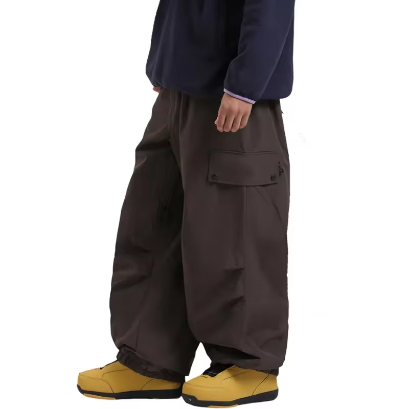Men's Snow Pants Waterproof Windproof Winter Skiing Trousers with Zipper Pockets Loose-fit Warm Pants for Outdoor Snow Sports