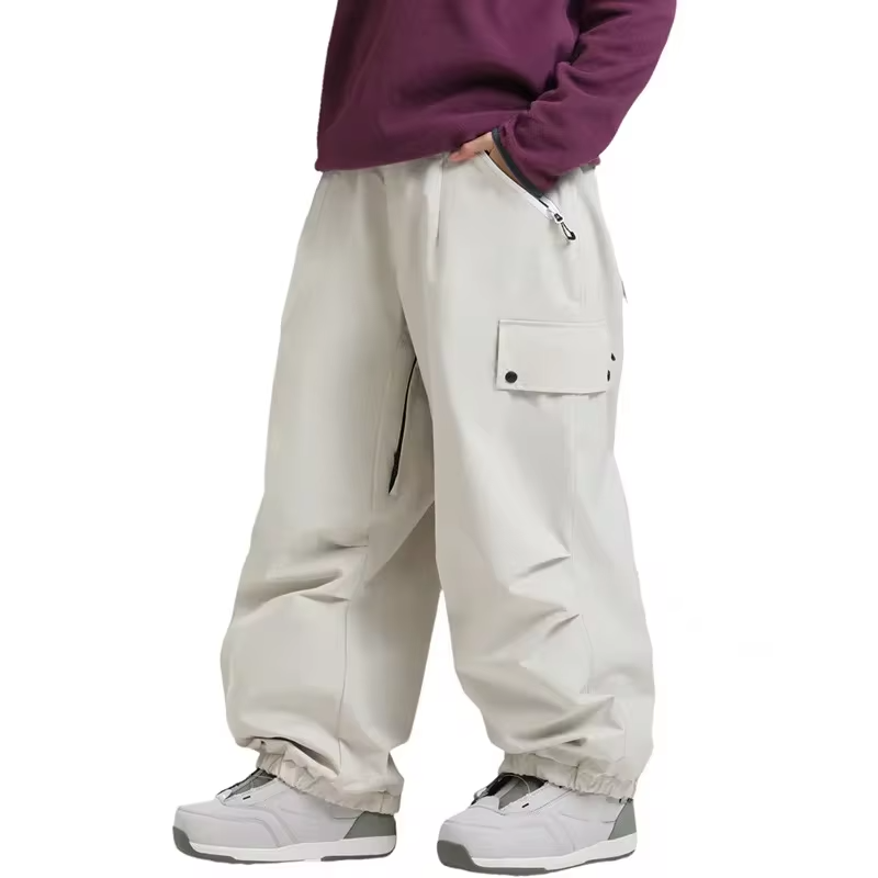 Men's Snow Pants Waterproof Windproof Winter Skiing Trousers with Zipper Pockets Loose-fit Warm Pants for Outdoor Snow Sports