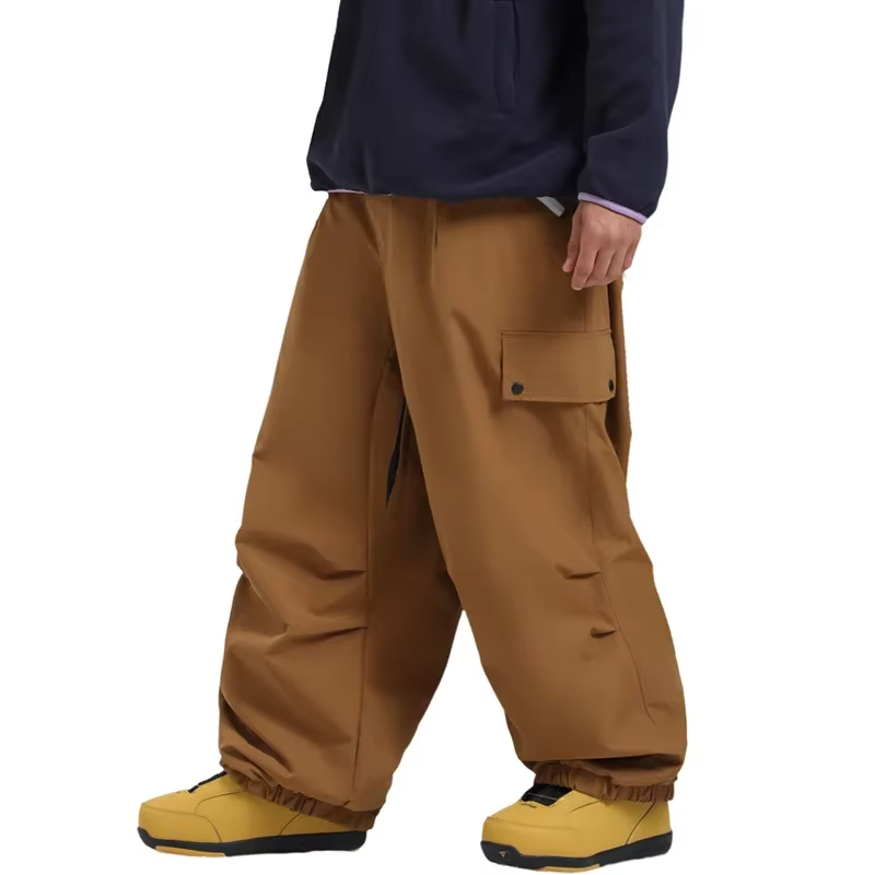 Men's Snow Pants Waterproof Windproof Winter Skiing Trousers with Zipper Pockets Loose-fit Warm Pants for Outdoor Snow Sports