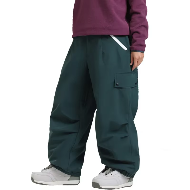 Men's Snow Pants Waterproof Windproof Winter Skiing Trousers with Zipper Pockets Loose-fit Warm Pants for Outdoor Snow Sports