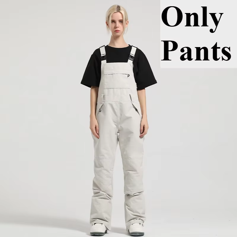 Women Winter Ski Bib Overalls Cargo Snow Pants Windproof Waterproof Wear Resistant Warm Breathable Ski Trousers Outdoor Sports