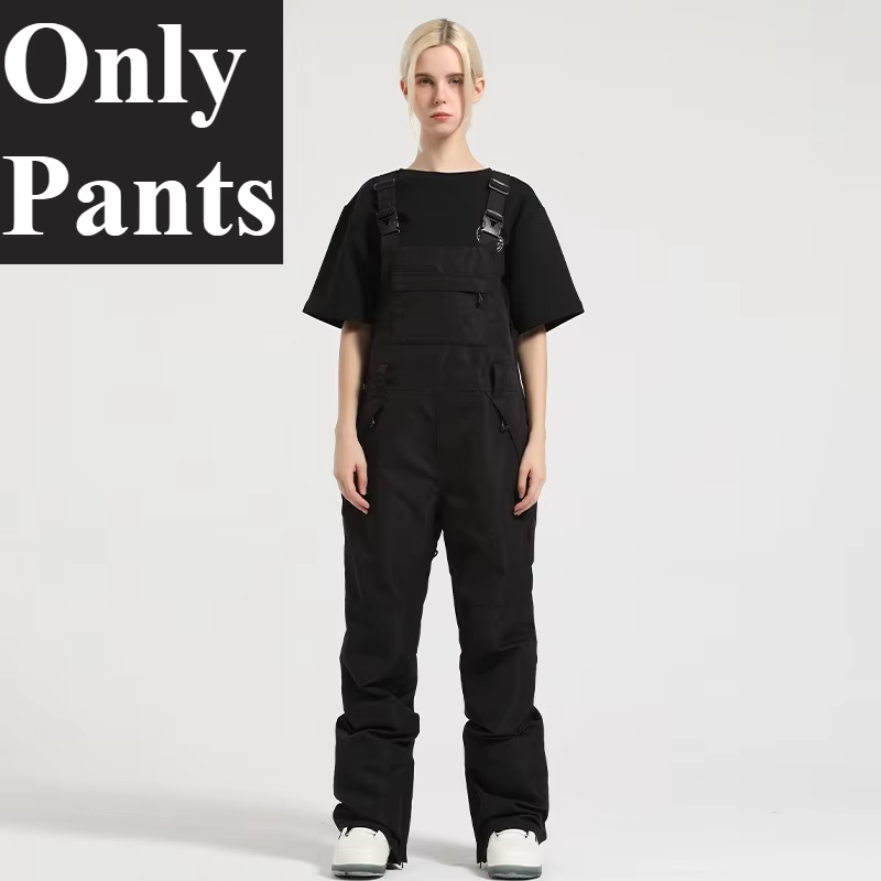 Women Winter Ski Bib Overalls Cargo Snow Pants Windproof Waterproof Wear Resistant Warm Breathable Ski Trousers Outdoor Sports