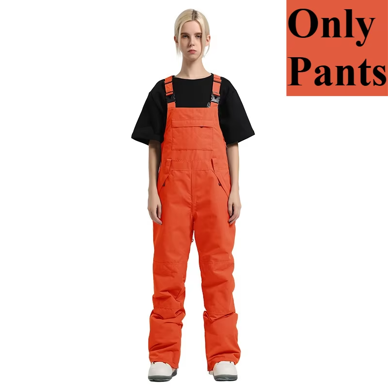 Women Winter Ski Bib Overalls Cargo Snow Pants Windproof Waterproof Wear Resistant Warm Breathable Ski Trousers Outdoor Sports