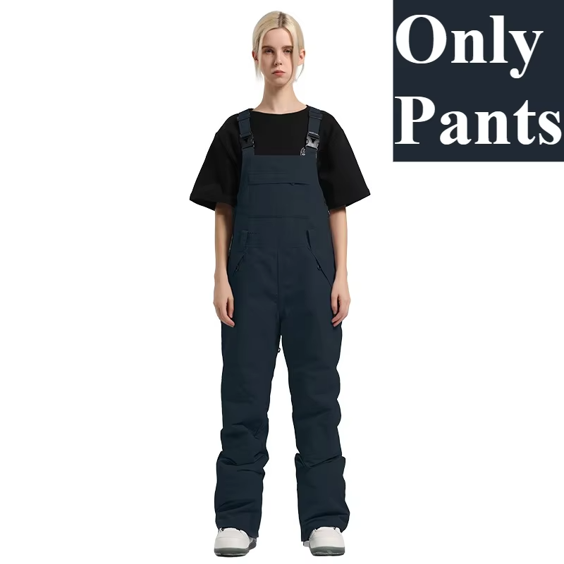 Women Winter Ski Bib Overalls Cargo Snow Pants Windproof Waterproof Wear Resistant Warm Breathable Ski Trousers Outdoor Sports