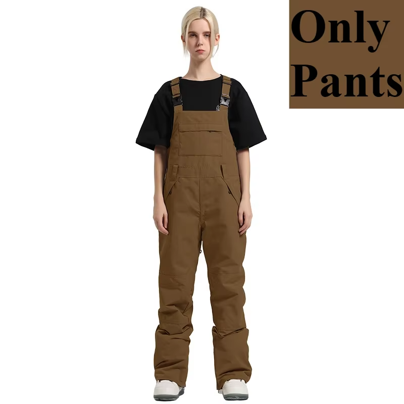 Women Winter Ski Bib Overalls Cargo Snow Pants Windproof Waterproof Wear Resistant Warm Breathable Ski Trousers Outdoor Sports