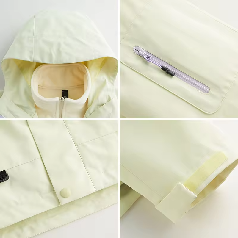 Unisex Hiking Jacket Women 3-In-1 Waterproof Fleece Zippered Camping Hooded Jacket Men Winter Warm Outdoor Windproof Sports Coat