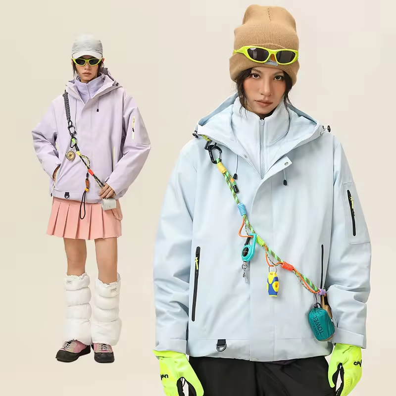 Unisex Hiking Jacket Women 3-In-1 Waterproof Fleece Zippered Camping Hooded Jacket Men Winter Warm Outdoor Windproof Sports Coat