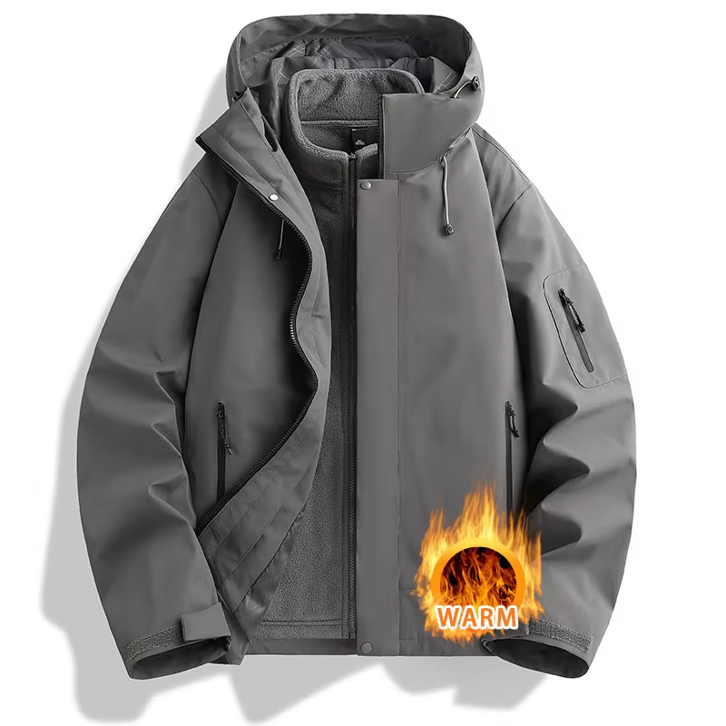 Unisex Hiking Jacket Women 3-In-1 Waterproof Fleece Zippered Camping Hooded Jacket Men Winter Warm Outdoor Windproof Sports Coat