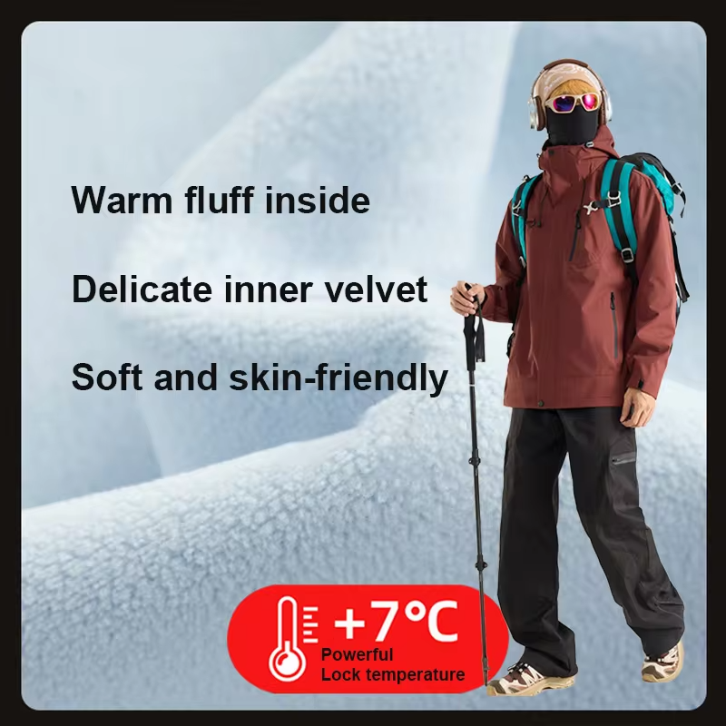 New Outdoor Jacket For Men And Women The Same Fleece Three-In-One Running Mountaineering Jacket For Autumn And Winter Fishing