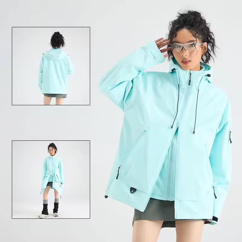 Winter Hiking Jacket Women 3 In 1 Fleece Waterproof Windproof Camping Hooded Jacket Outdoor Thick Warm Skiing Travel Casual Coat