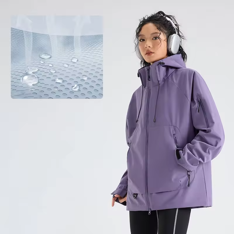 Winter Hiking Jacket Women 3 In 1 Fleece Waterproof Windproof Camping Hooded Jacket Outdoor Thick Warm Skiing Travel Casual Coat