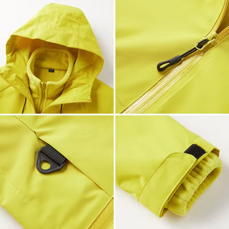 Winter Hiking Jacket Women 3 In 1 Fleece Waterproof Windproof Camping Hooded Jacket Outdoor Thick Warm Skiing Travel Casual Coat