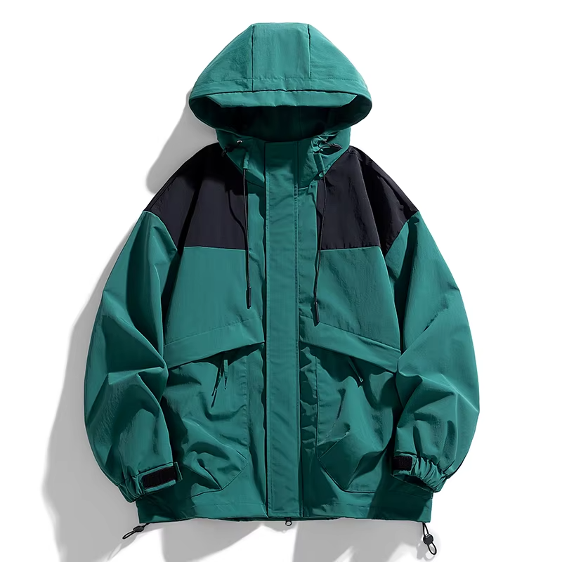 Spring Autumn Couple Waterproof Casual Jacket Stitching Color Hiking Coat  Women's Outdoor Camping Windproof Coats Hooded Jacket