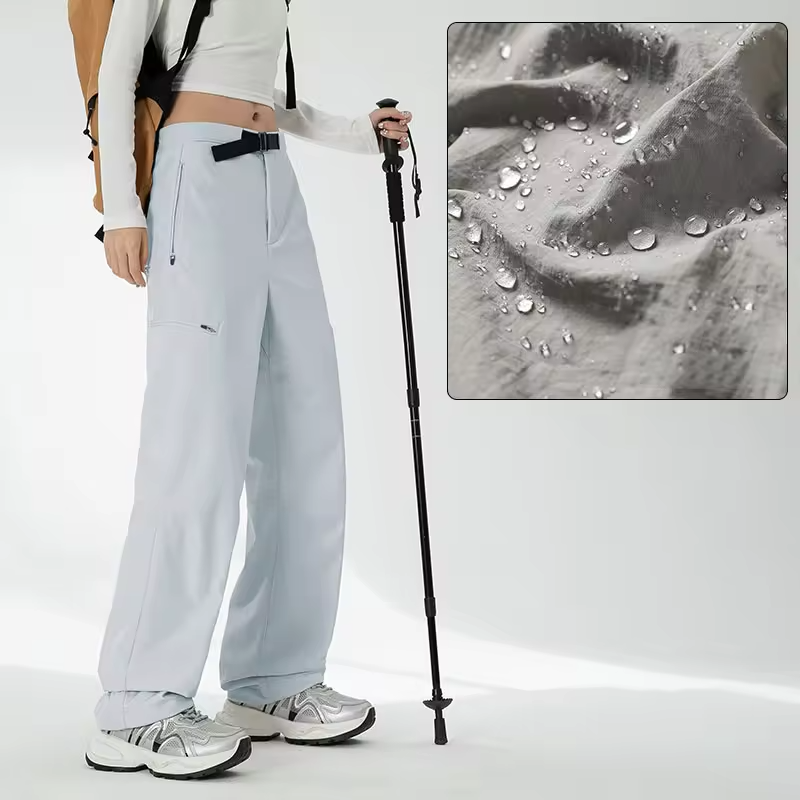 Autumn Hiking Pants Women Outdoor Waterproof Zipper Pocket Camping Sports Pants With Belt Solid Cycling Trekking Cargo Trousers