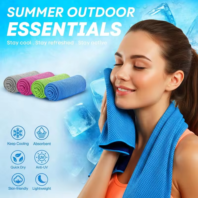 4 Pack Cooling Towels (40"x 12"), Soft Breathable Gym Towels, Outdoors Ice Camp Essentials Microfiber Sweat Towels for Gym, Run