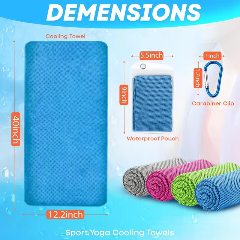 4 Pack Cooling Towels (40"x 12"), Soft Breathable Gym Towels, Outdoors Ice Camp Essentials Microfiber Sweat Towels for Gym, Run