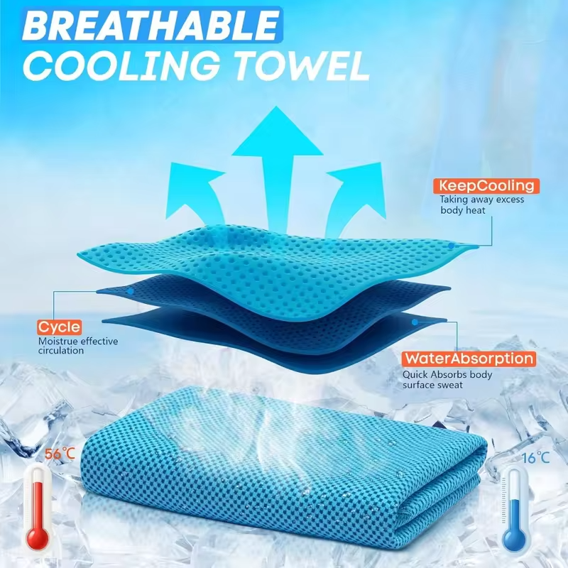 4 Pack Cooling Towels (40"x 12"), Soft Breathable Gym Towels, Outdoors Ice Camp Essentials Microfiber Sweat Towels for Gym, Run
