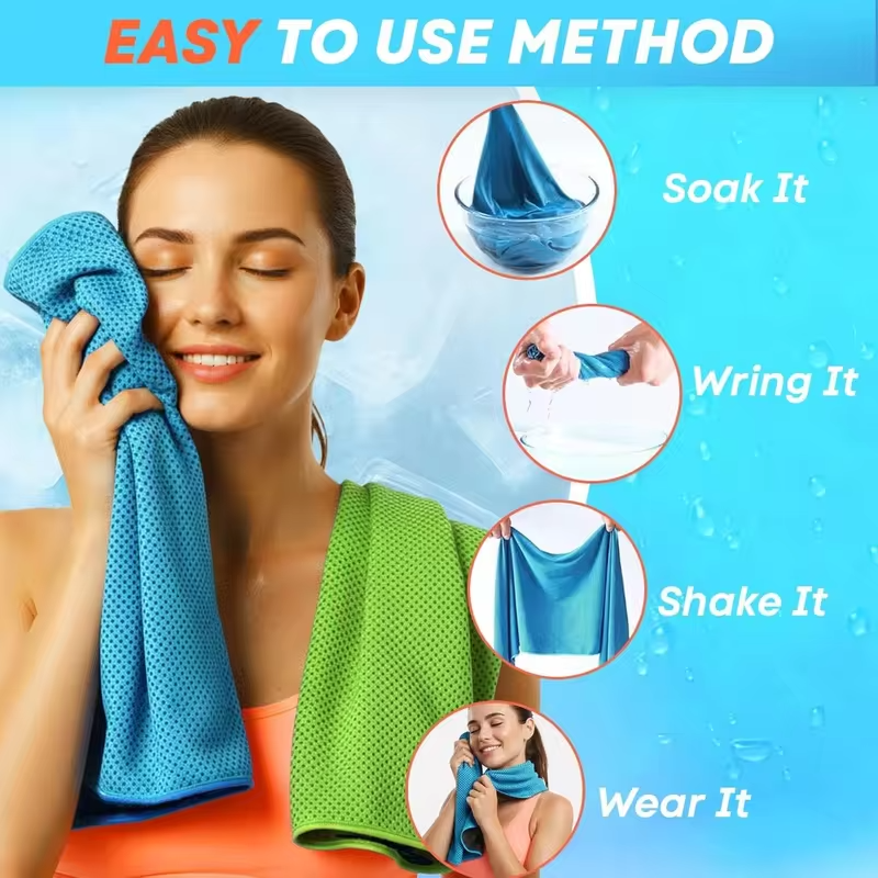 4 Pack Cooling Towels (40"x 12"), Soft Breathable Gym Towels, Outdoors Ice Camp Essentials Microfiber Sweat Towels for Gym, Run