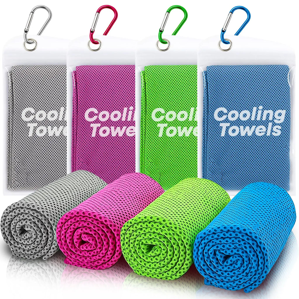 4 Pack Cooling Towels (40"x 12"), Soft Breathable Gym Towels, Outdoors Ice Camp Essentials Microfiber Sweat Towels for Gym, Run
